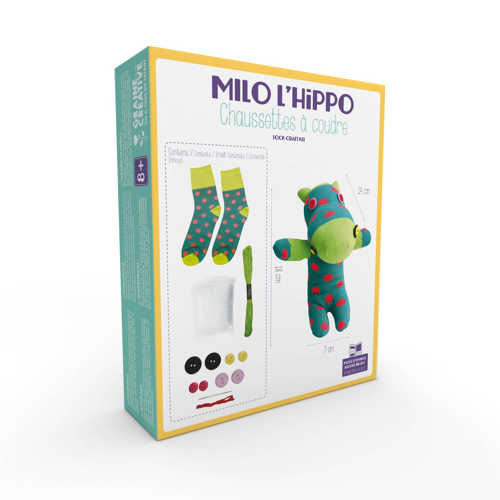 Kit de costura de calcetines Hipopótamo